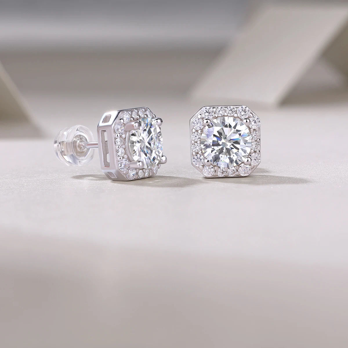 Heart Rose 1ct Moissanite Stud Earrings – Sparkle Elegance