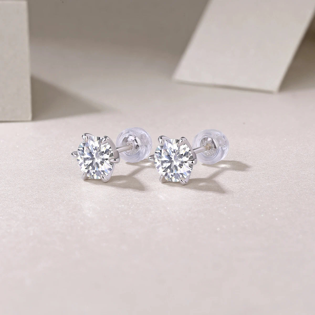 1 Carat Moissanite Stud Earrings – Six-Prong Sparkle