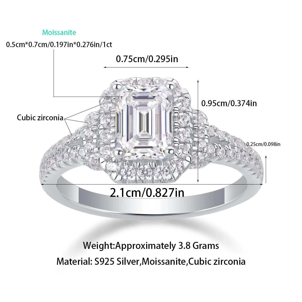 Dream Casket Moissanite Ring – Emerald Cut Elegance with Halo Pave Diamonds