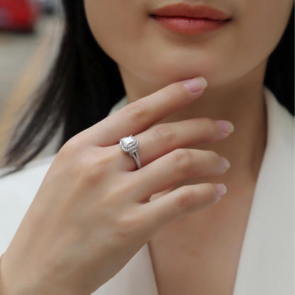 Dream Casket Moissanite Ring – Emerald Cut Elegance with Halo Pave Diamonds