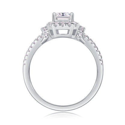 Dream Casket Moissanite Ring – Emerald Cut Elegance with Halo Pave Diamonds
