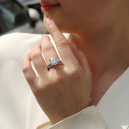 Starlit Duet” Moissanite Ring – Dazzling Double Halo, 925 Silver, Romantic Promise