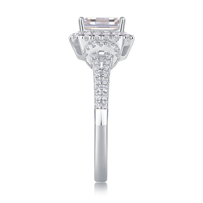 Dream Casket Moissanite Ring – Emerald Cut Elegance with Halo Pave Diamonds