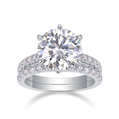 Starlit Duet” Moissanite Ring – Dazzling Double Halo, 925 Silver, Romantic Promise