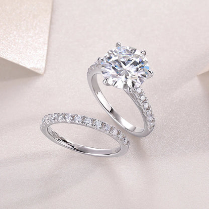 Starlit Duet” Moissanite Ring – Dazzling Double Halo, 925 Silver, Romantic Promise