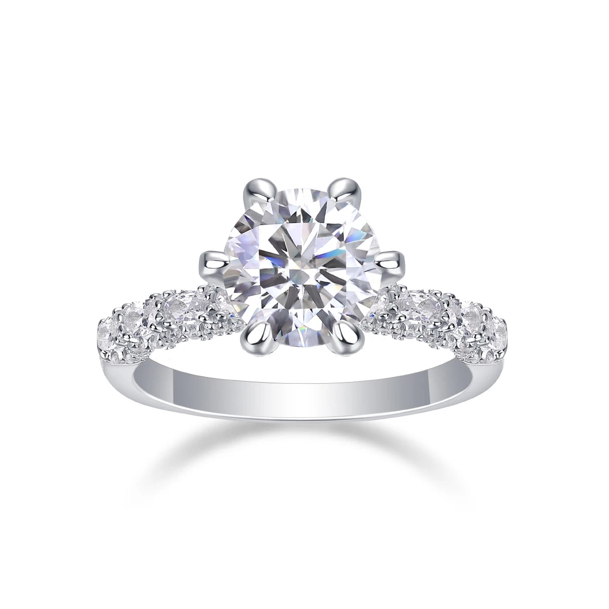 Lucky Goddess Moissanite Crown Ring – Six-Prong Elegance, Sparkling Love