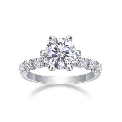 Lucky Goddess Moissanite Crown Ring – Six-Prong Elegance, Sparkling Love