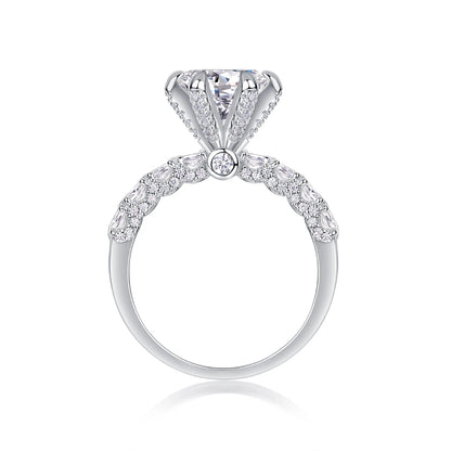 Lucky Goddess Moissanite Crown Ring – Six-Prong Elegance, Sparkling Love