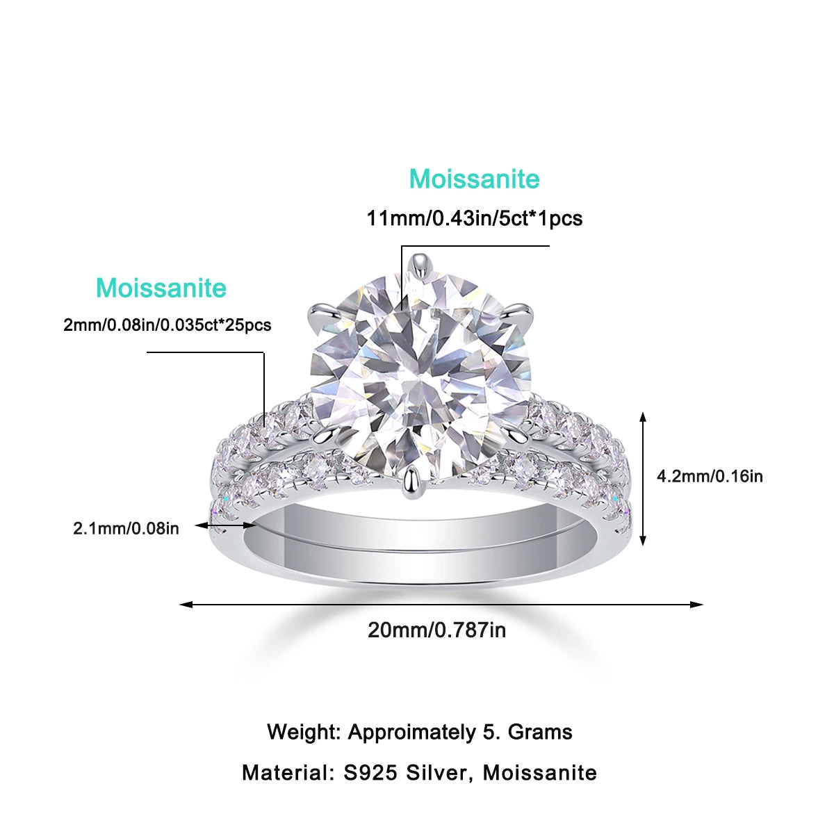 Starlit Duet” Moissanite Ring – Dazzling Double Halo, 925 Silver, Romantic Promise