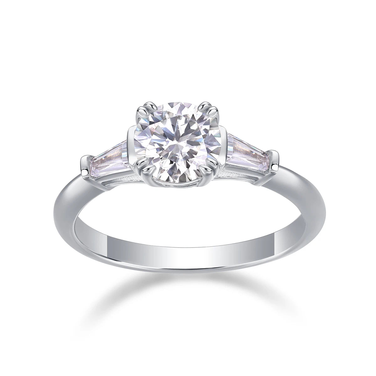 Moissanite Ring – Chic Fusion of Round & T-Cut Stones, Dazzling Brilliance for Your Finger