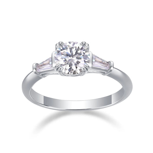 Moissanite Ring – Chic Fusion of Round & T-Cut Stones, Dazzling Brilliance for Your Finger
