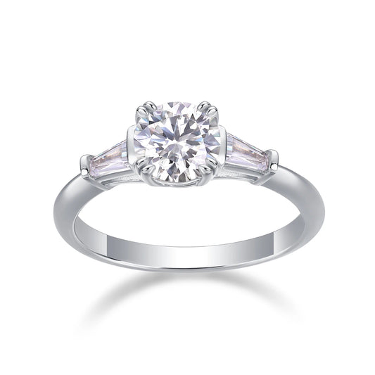 Moissanite Ring – Chic Fusion of Round & T-Cut Stones, Dazzling Brilliance for Your Finger