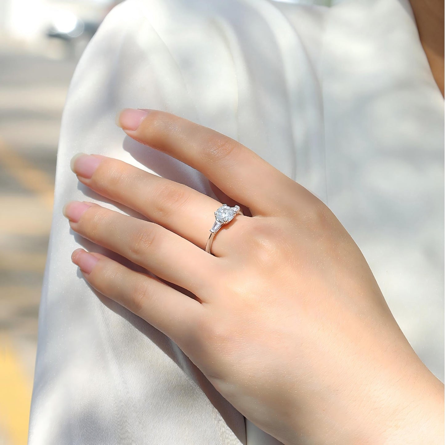 Moissanite Ring – Chic Fusion of Round & T-Cut Stones, Dazzling Brilliance for Your Finger