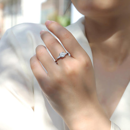 Moissanite Ring – Chic Fusion of Round & T-Cut Stones, Dazzling Brilliance for Your Finger