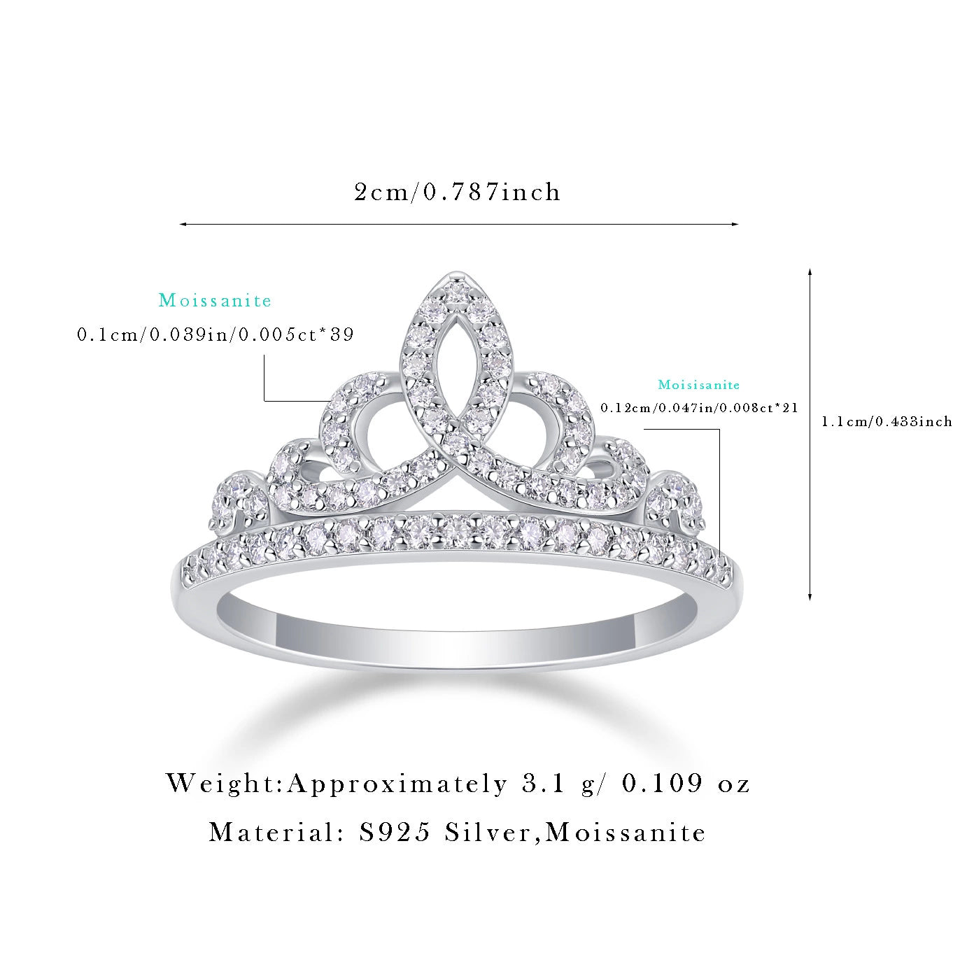Summer Romance Moissanite Crown Ring – Elegant & Dazzling Design