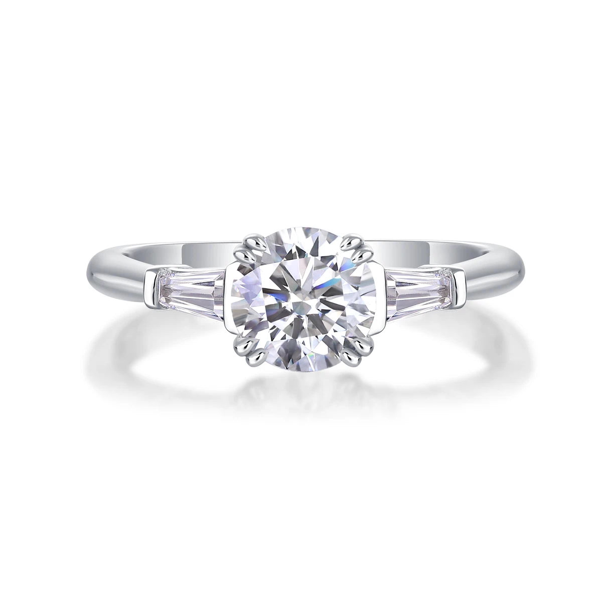 Moissanite Ring – Chic Fusion of Round & T-Cut Stones, Dazzling Brilliance for Your Finger