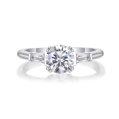 Moissanite Ring – Chic Fusion of Round & T-Cut Stones, Dazzling Brilliance for Your Finger