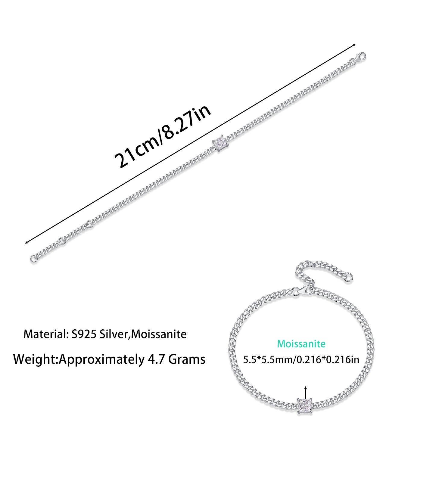 Moissanite Cuban Link Bracelet – Chic & Versatile