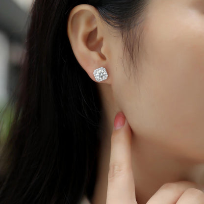 Heart Rose 1ct Moissanite Stud Earrings – Sparkle Elegance