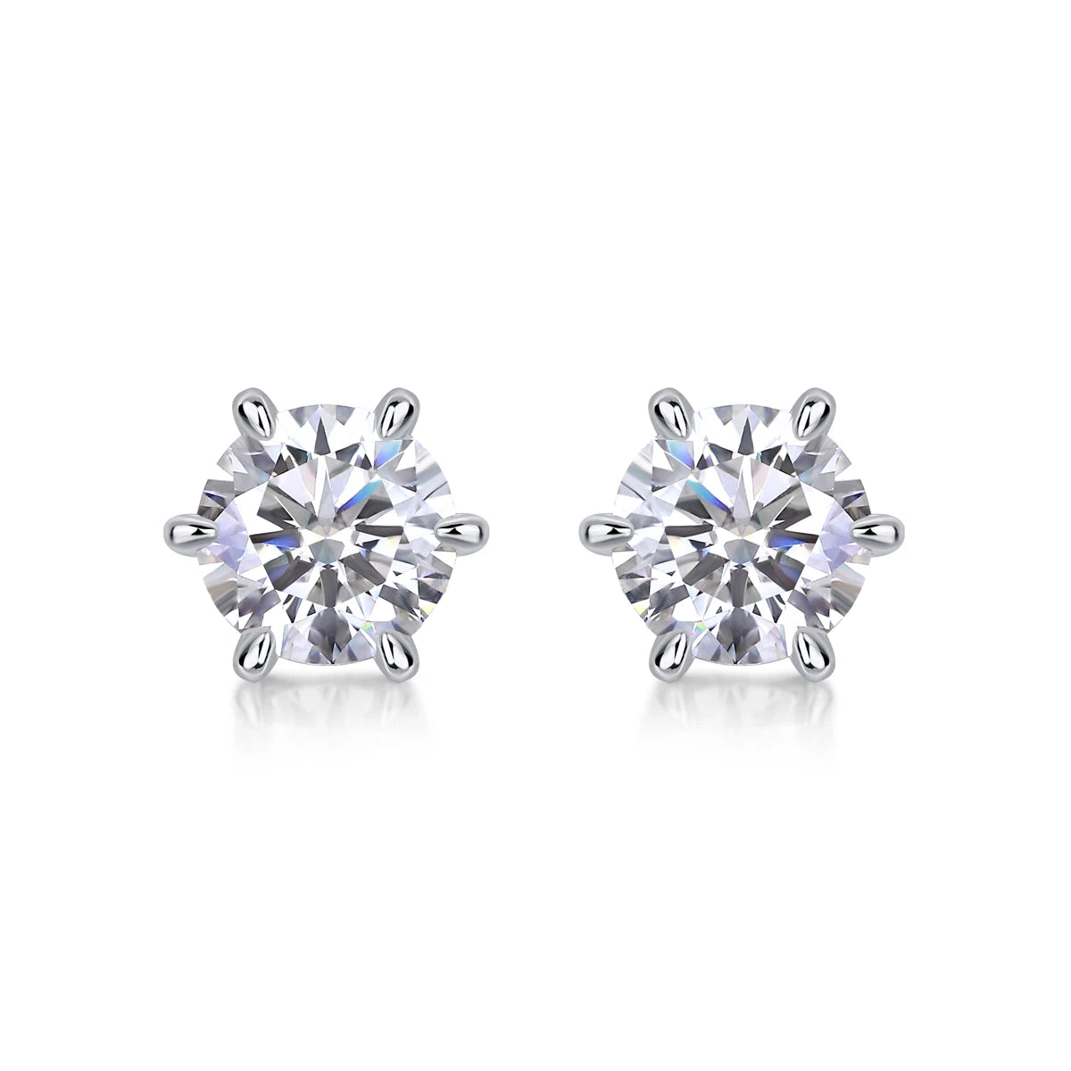 1 Carat Moissanite Stud Earrings – Six-Prong Sparkle