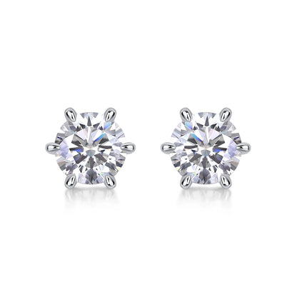 1 Carat Moissanite Stud Earrings – Six-Prong Sparkle