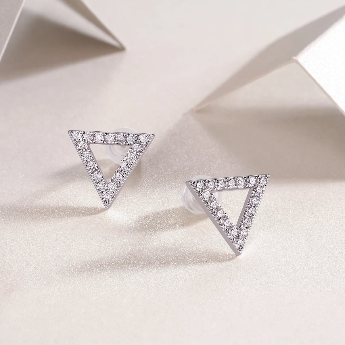 Unique Triangle Moissanite Stud Earrings – Minimalist & Chic