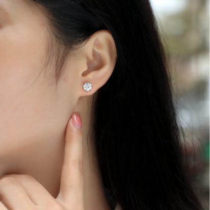 1 Carat Moissanite Stud Earrings – Six-Prong Sparkle