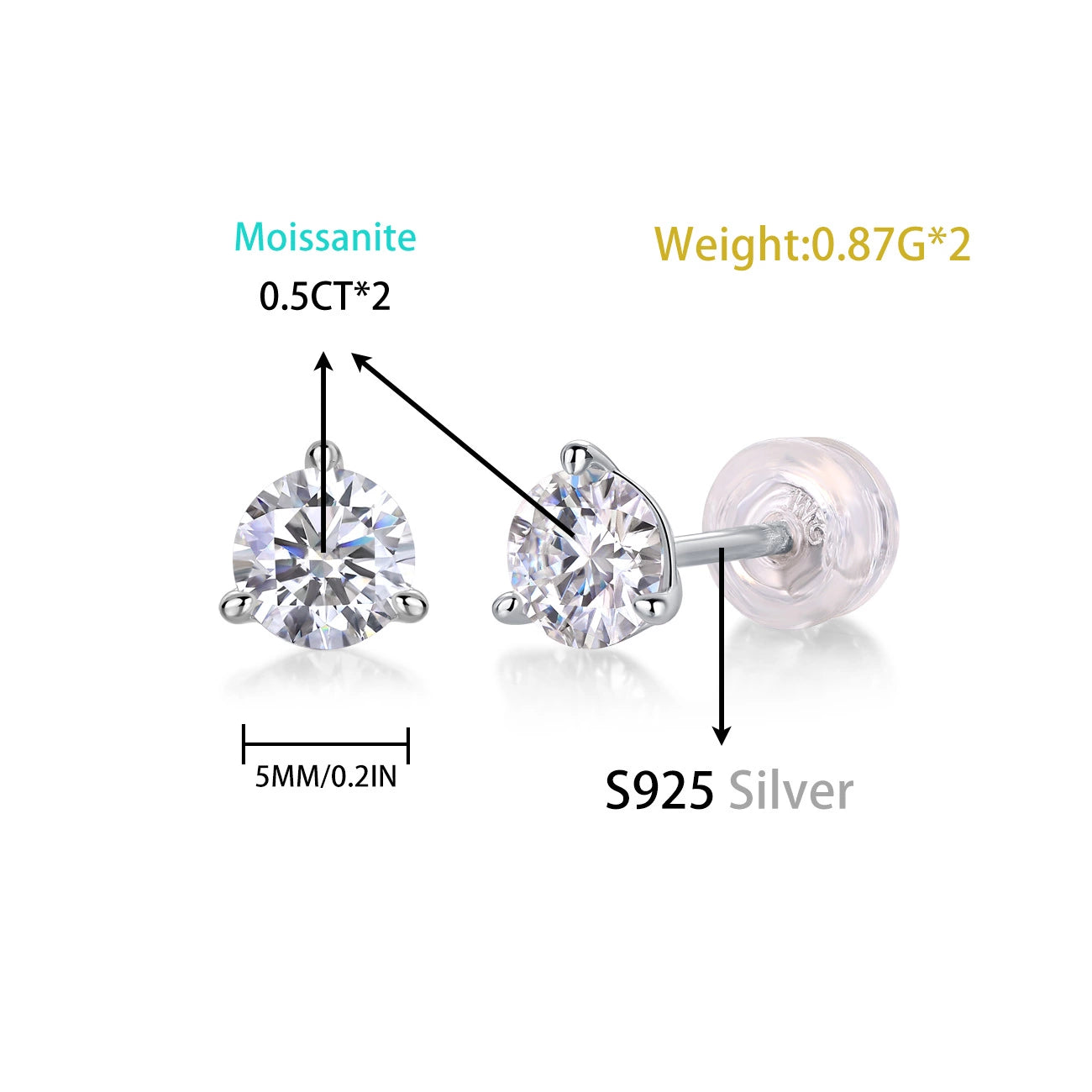 Moissanite Stud Earrings | Minimalist Sparkle for Everyday Elegance