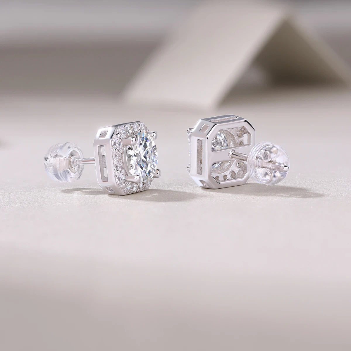 Heart Rose 1ct Moissanite Stud Earrings – Sparkle Elegance