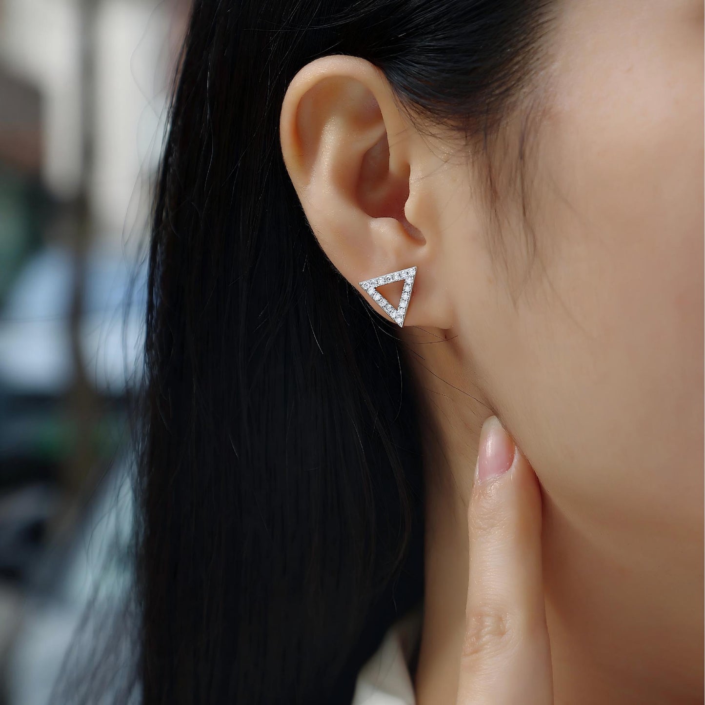 Unique Triangle Moissanite Stud Earrings – Minimalist & Chic