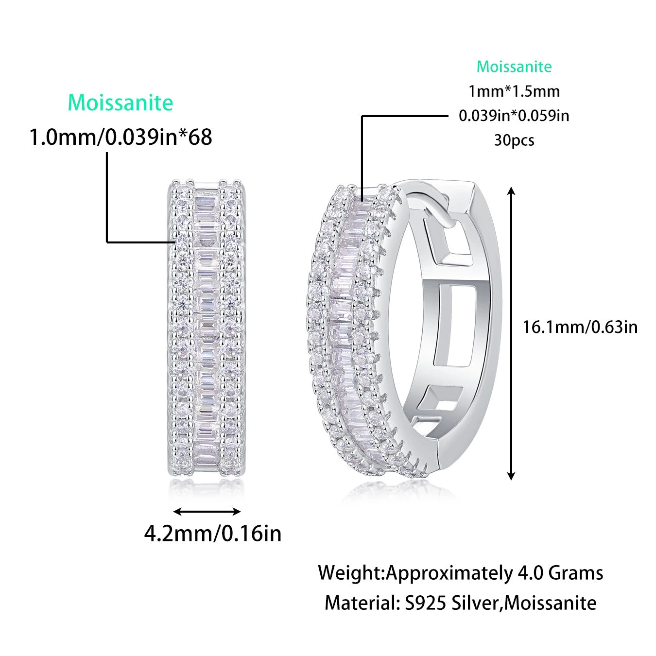 Moissanite Stud Earrings – Dazzling Precision Cut Sparkle