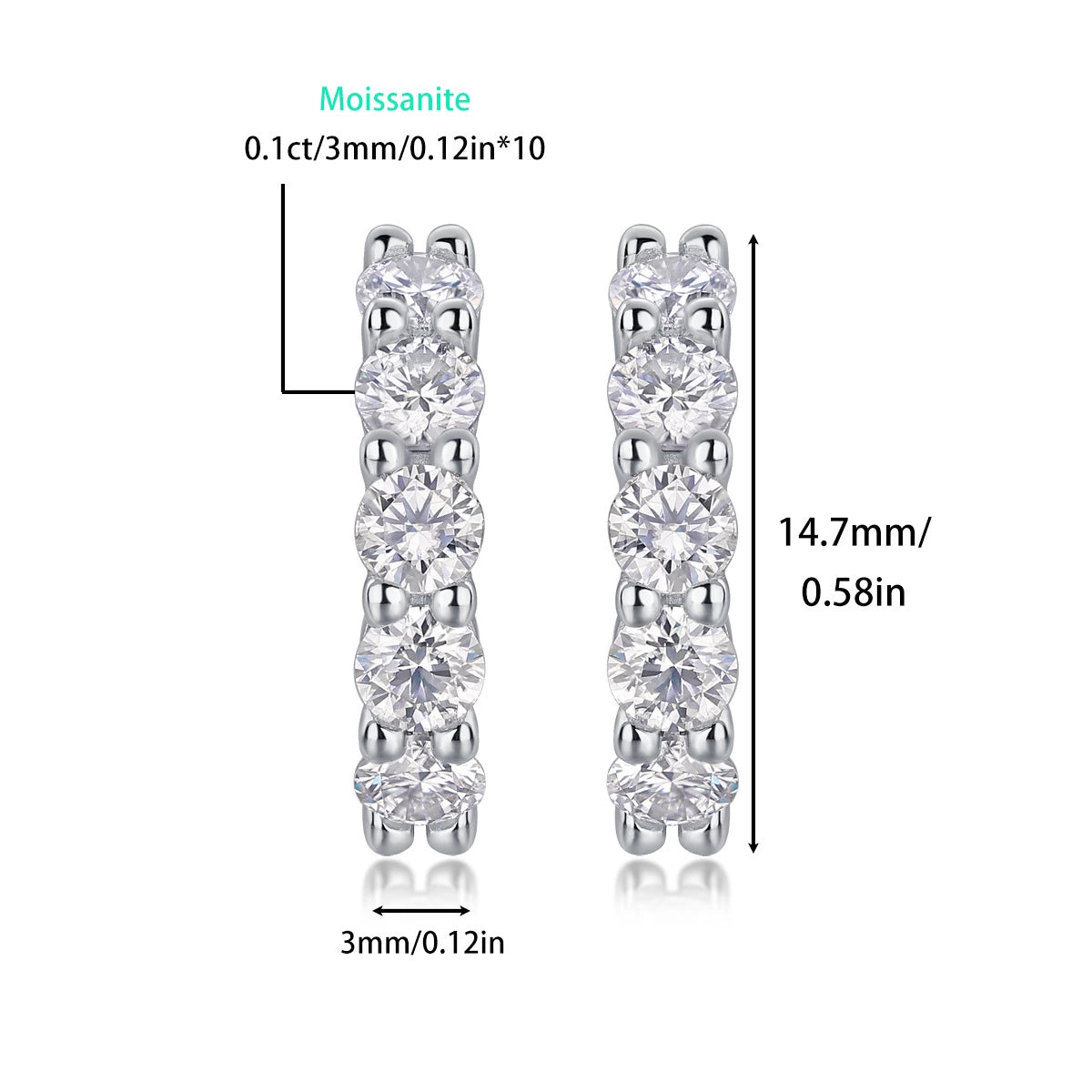 Dawn Moissanite Stud Earrings – Sparkling Starry Elegance