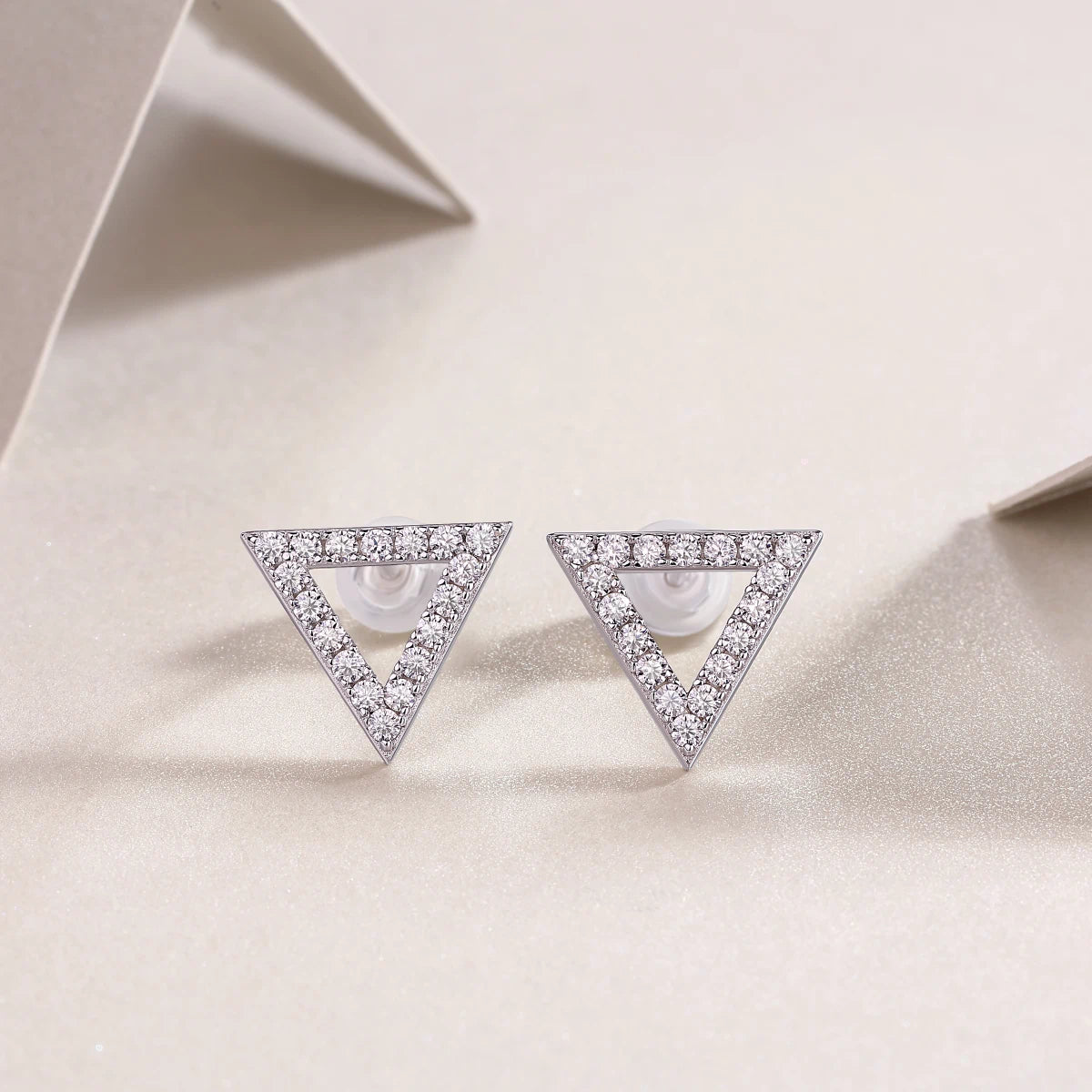 Unique Triangle Moissanite Stud Earrings – Minimalist & Chic