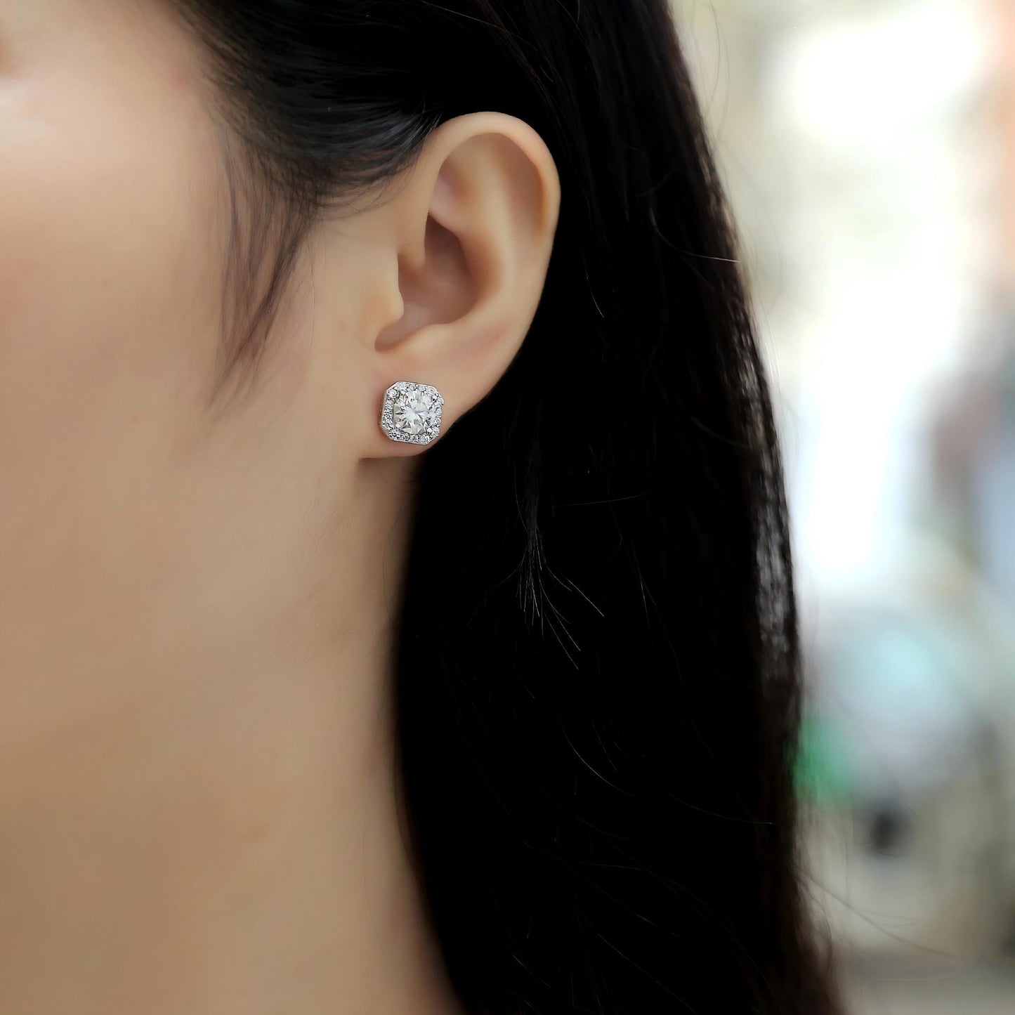 Heart Rose 1ct Moissanite Stud Earrings – Sparkle Elegance