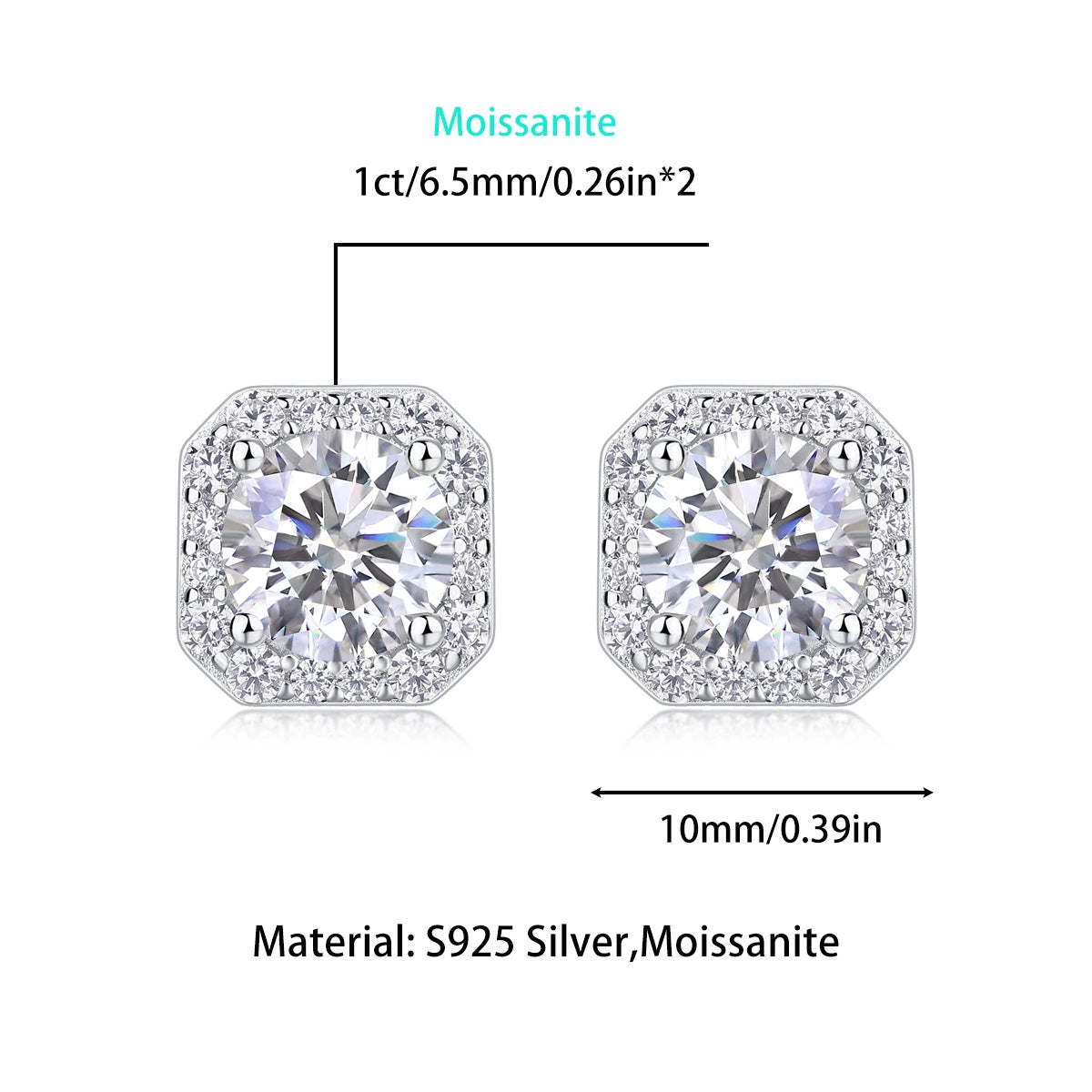 Heart Rose 1ct Moissanite Stud Earrings – Sparkle Elegance