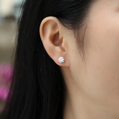 1 Carat Moissanite Stud Earrings – Six-Prong Sparkle