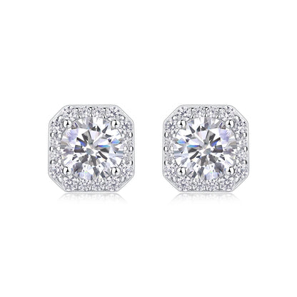 Heart Rose 1ct Moissanite Stud Earrings – Sparkle Elegance