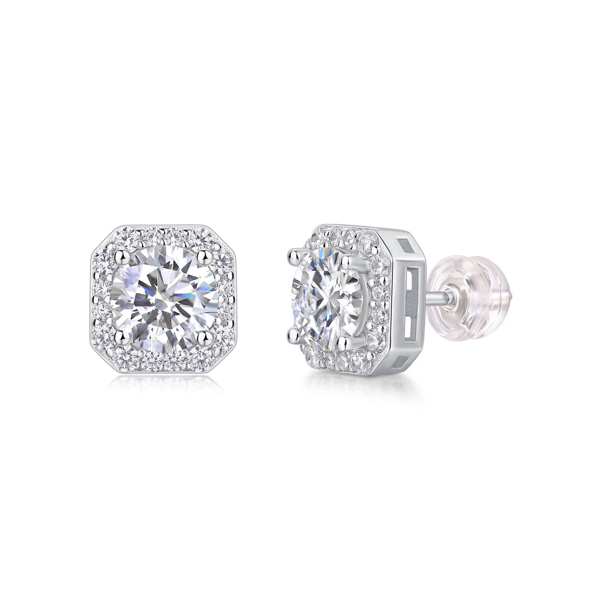 Heart Rose 1ct Moissanite Stud Earrings – Sparkle Elegance