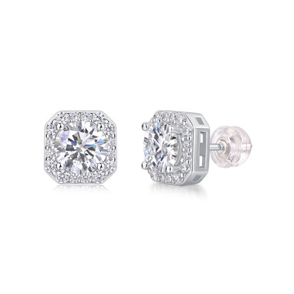 Heart Rose 1ct Moissanite Stud Earrings – Sparkle Elegance