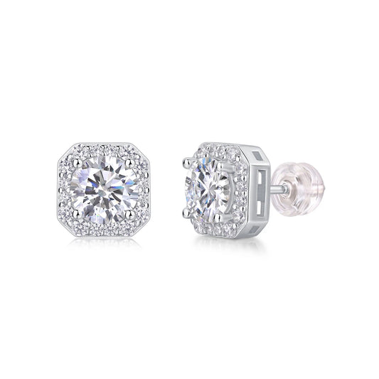 Heart Rose 1ct Moissanite Stud Earrings – Sparkle Elegance