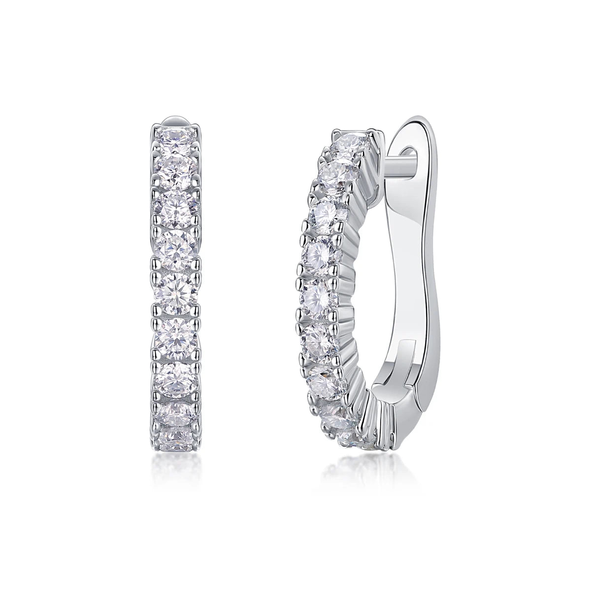 Modern Guide Moissanite Stud Earrings – Elegant Half-Hoop Design