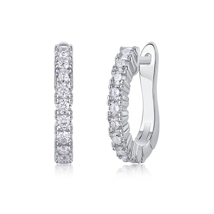 Modern Guide Moissanite Stud Earrings – Elegant Half-Hoop Design