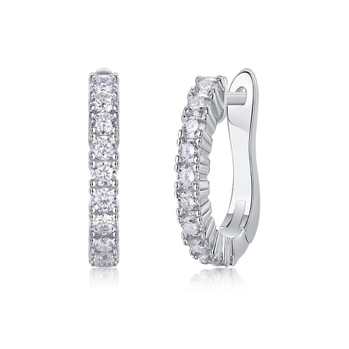 Modern Guide Moissanite Stud Earrings – Elegant Half-Hoop Design
