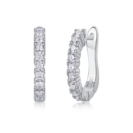 Modern Guide Moissanite Stud Earrings – Elegant Half-Hoop Design