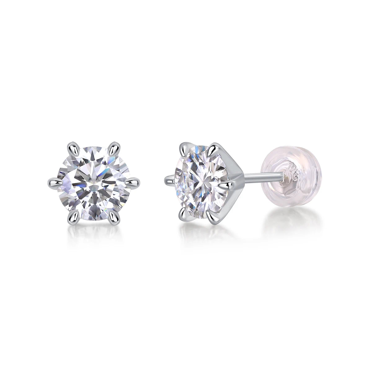 1 Carat Moissanite Stud Earrings – Six-Prong Sparkle
