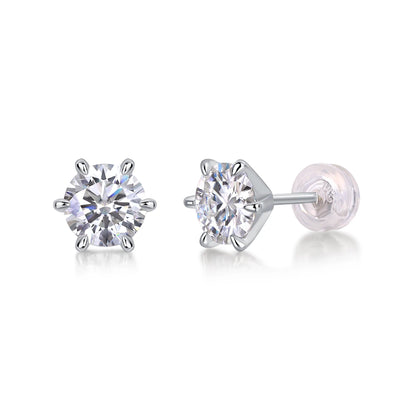 1 Carat Moissanite Stud Earrings – Six-Prong Sparkle
