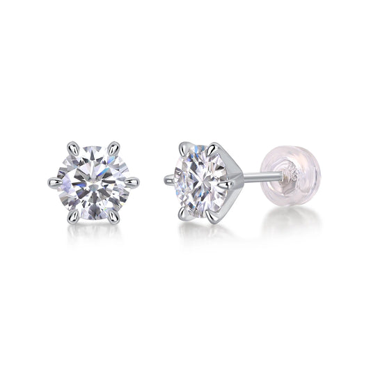 1 Carat Moissanite Stud Earrings – Six-Prong Sparkle