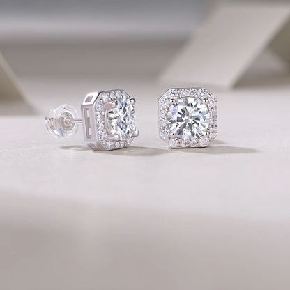 Heart Rose 1ct Moissanite Stud Earrings – Sparkle Elegance