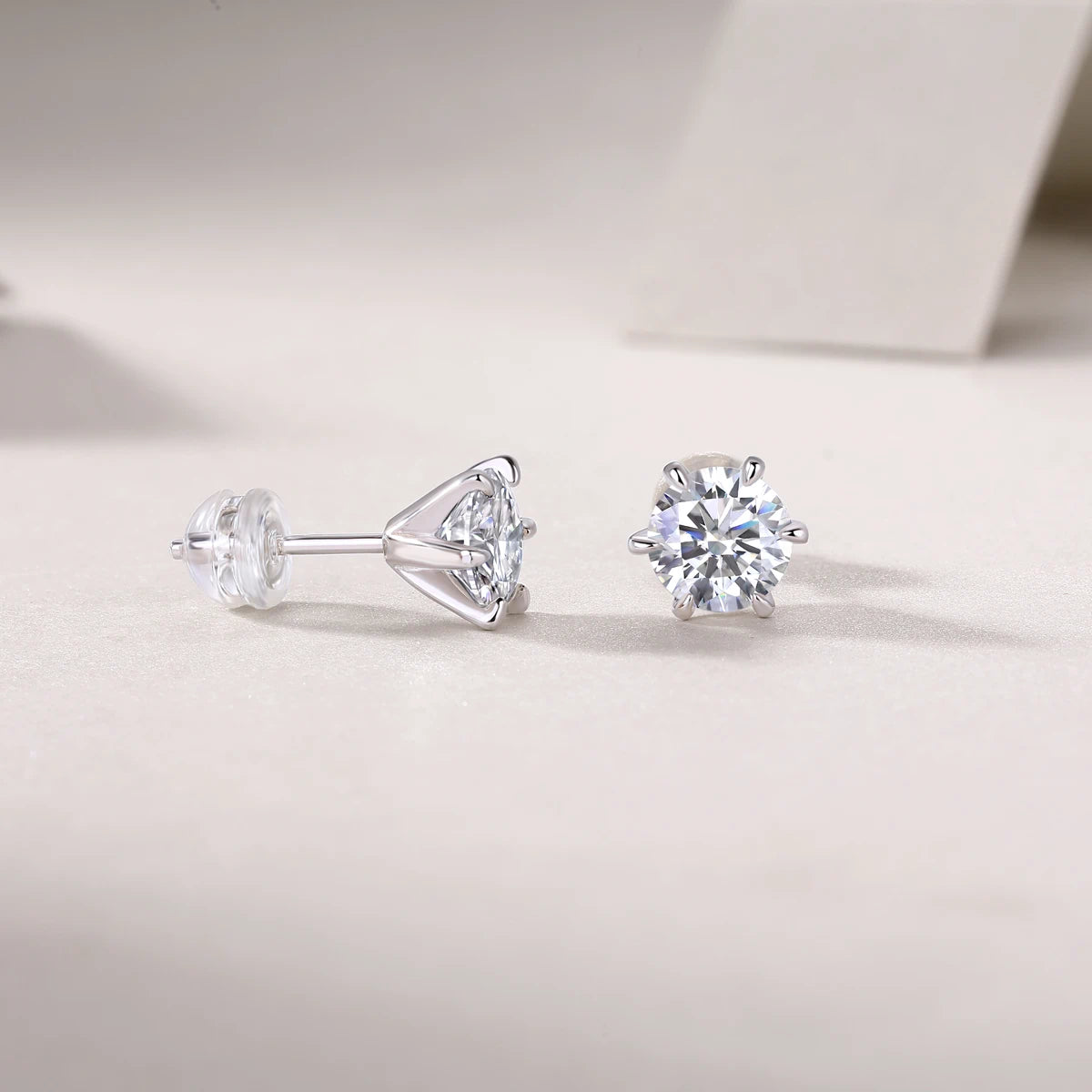 1 Carat Moissanite Stud Earrings – Six-Prong Sparkle