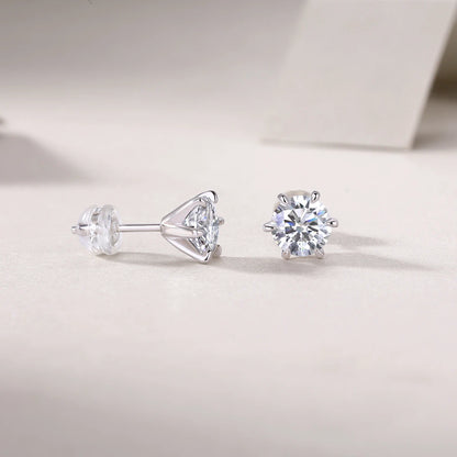 1 Carat Moissanite Stud Earrings – Six-Prong Sparkle